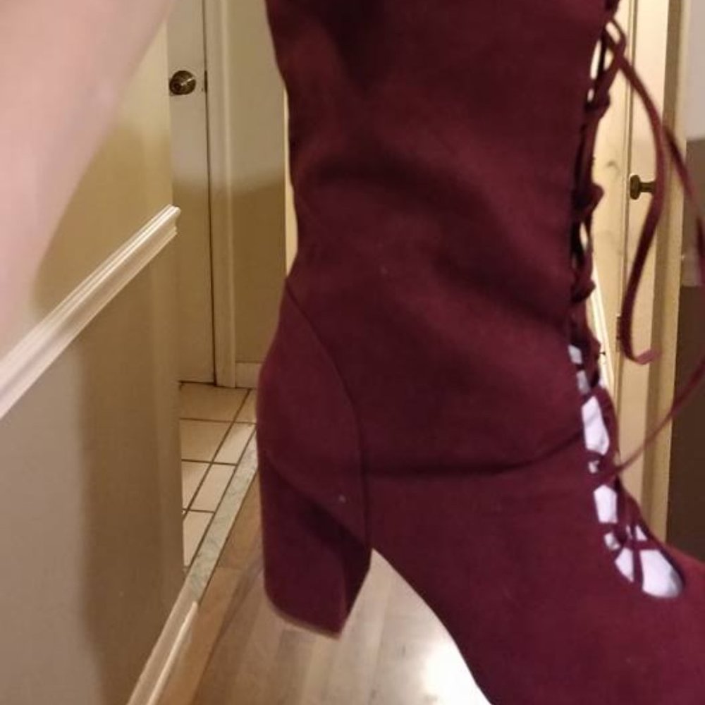 new  burgundy lace up boots